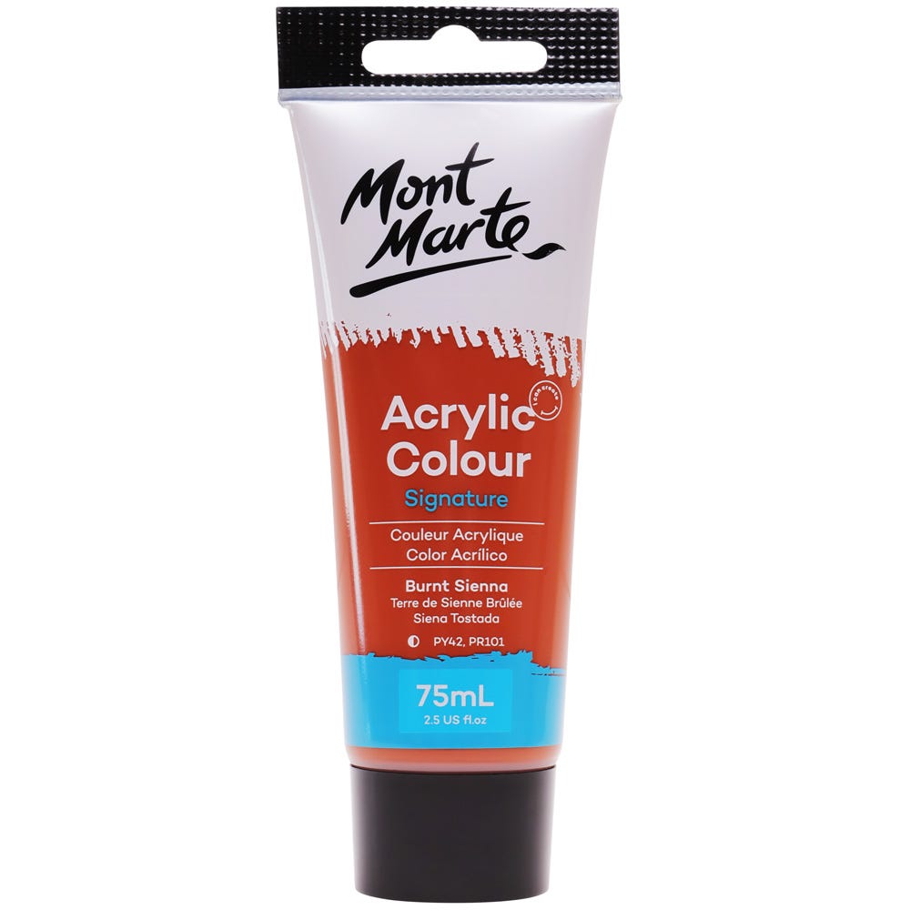 Mont Marte Acrylic Colour Paint Signature 75Ml (2.5 Us Fl.Oz) Tube - Burnt Sienna