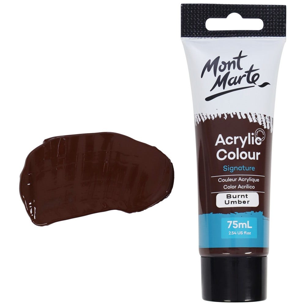 Mont Marte Acrylic Colour Paint Signature 75Ml 2 5 Us Fl Oz Tube Burnt Umber