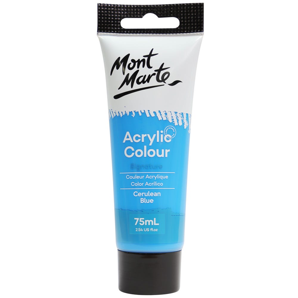 Mont Marte Acrylic Colour Paint Signature 75Ml (2.5 Us Fl.Oz) Tube - Cerulean Blue