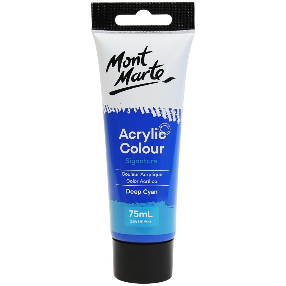 Mont Marte Acrylic Colour Paint Signature 75Ml (2.5 Us Fl.Oz) Tube - Deep Cyan