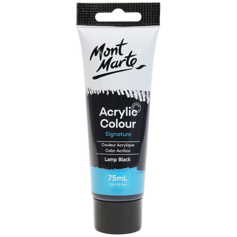 Mont Marte Acrylic Colour Paint Signature 75Ml (2.5 Us Fl.Oz) Tube - Lamp Black