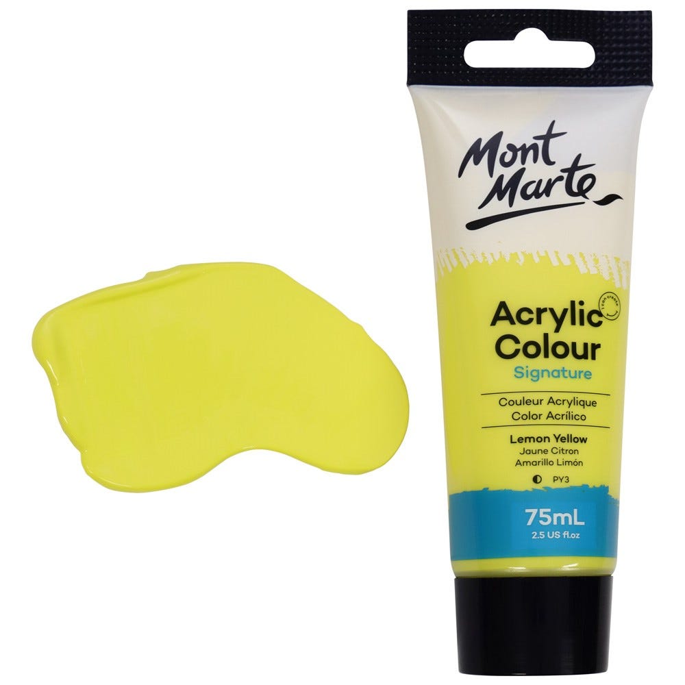 Mont Marte Acrylic Colour Paint Signature 75Ml 2 5 Us Fl Oz Tube Lemon Yellow