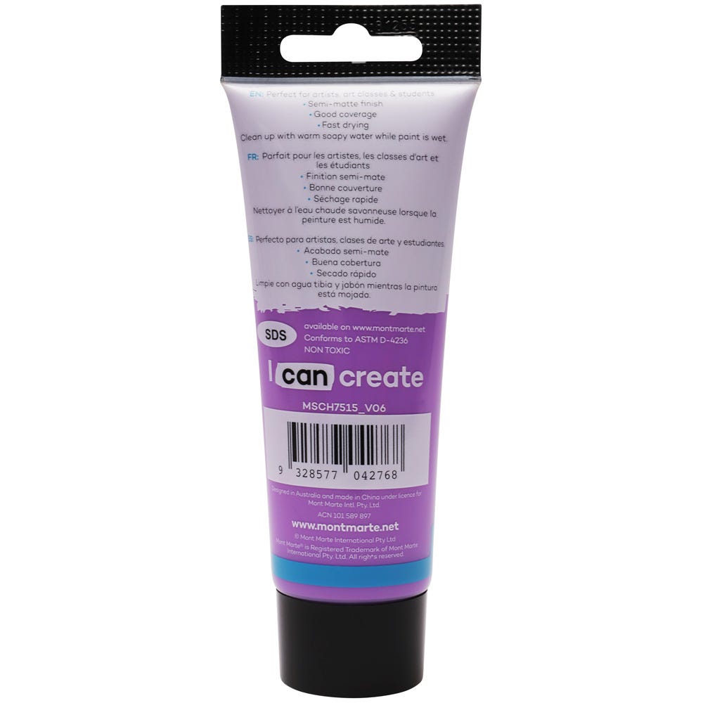 Mont Marte Acrylic Colour Paint Signature 75Ml 2 5 Us Fl Oz Tube Light Purple