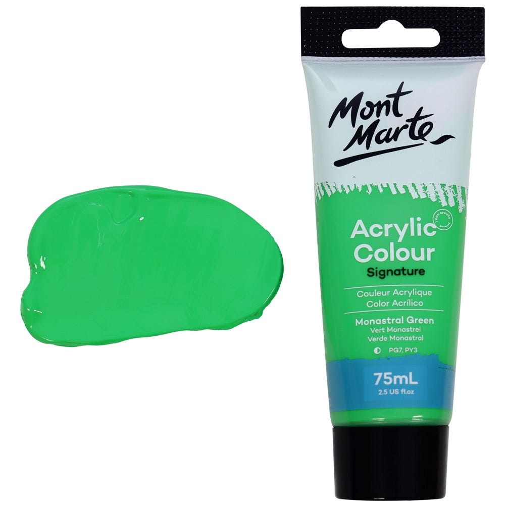 Mont Marte Acrylic Colour Paint Signature 75Ml 2 5 Us Fl Oz Tube Monastral Green