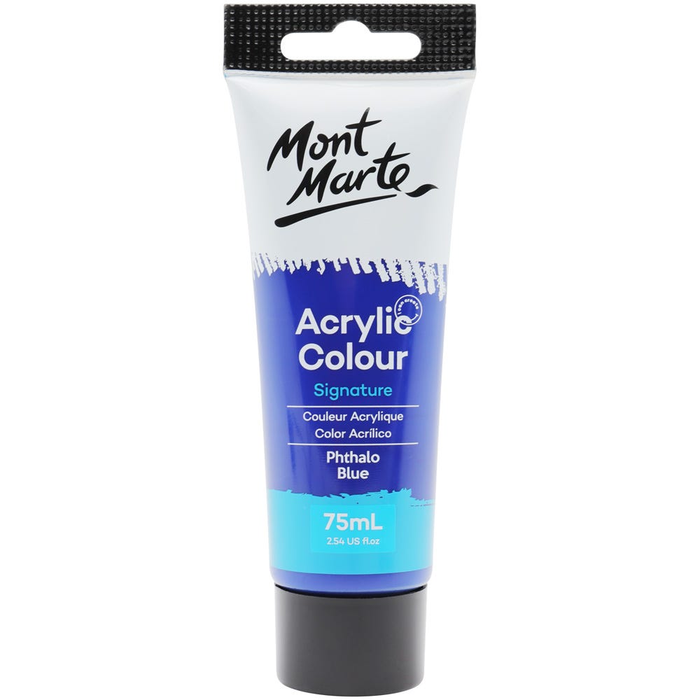 Mont Marte Acrylic Colour Paint Signature 75Ml (2.5 Us Fl.Oz) Tube - Phthalo Blue