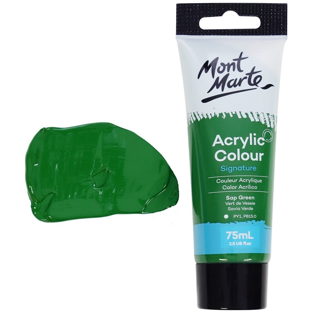 Mont Marte Acrylic Colour Paint Signature 75Ml 2 5 Us Fl Oz Tube Sap Green