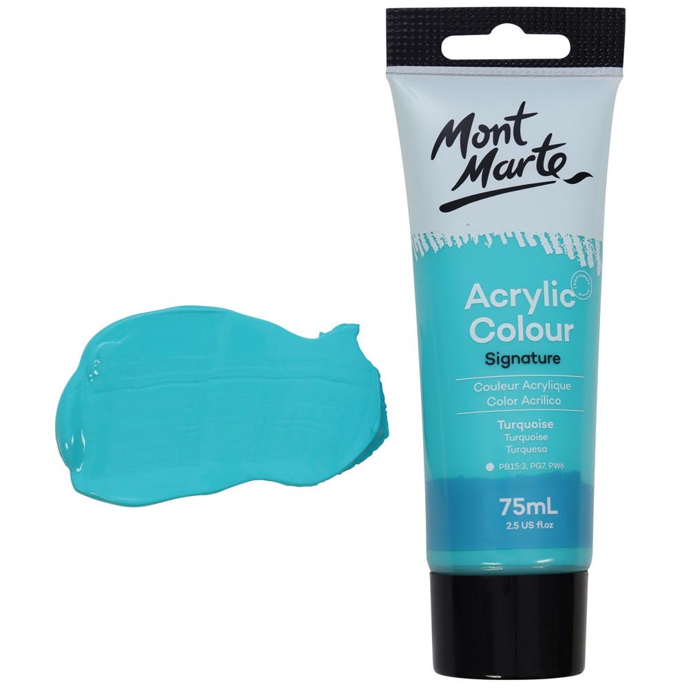 Mont Marte Acrylic Colour Paint Signature 75Ml 2 5 Us Fl Oz Tube Turquoise