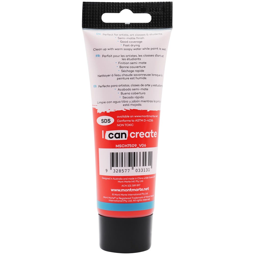 Mont Marte Acrylic Colour Paint Signature 75Ml 2 5 Us Fl Oz Tube Vermilion