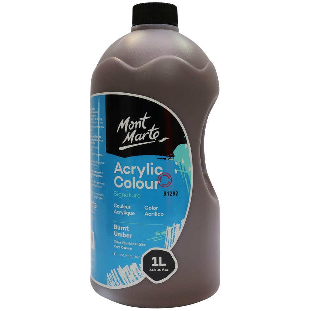 Mont Marte Acrylic Colour Signature 1L 33 8 Us Fl Oz Bottle Burnt Umber