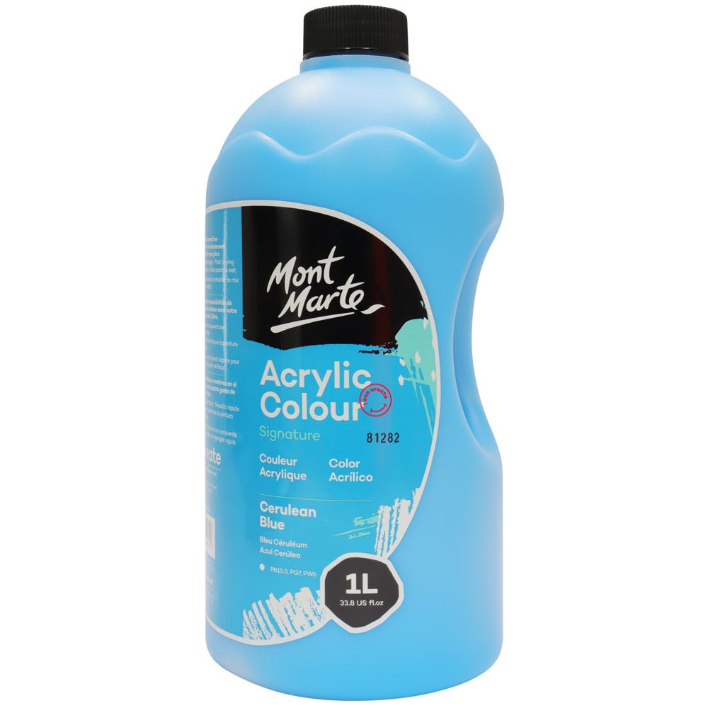 Mont Marte Acrylic Colour Signature 1L 33 8 Us Fl Oz Bottle Cerulean Blue