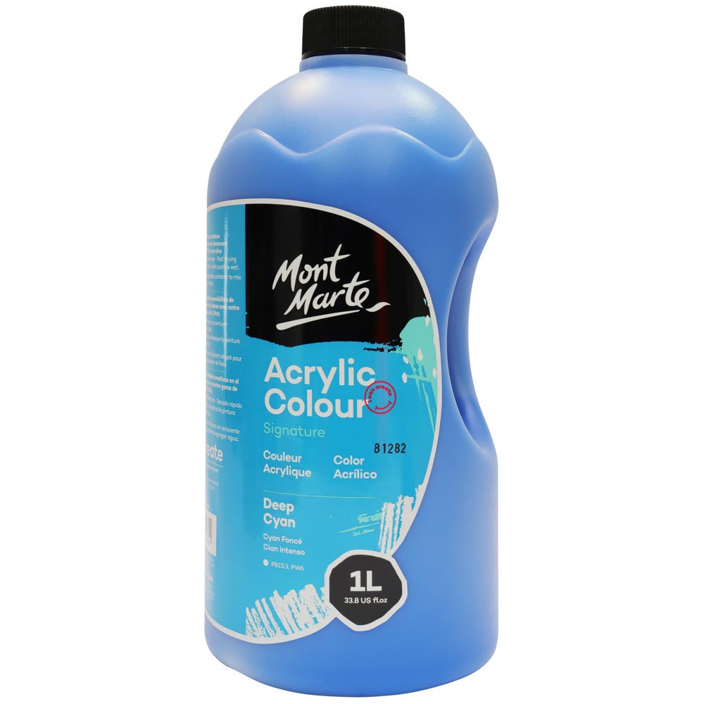 Mont Marte Acrylic Colour Signature 1L 33 8 Us Fl Oz Bottle Deep Cyan