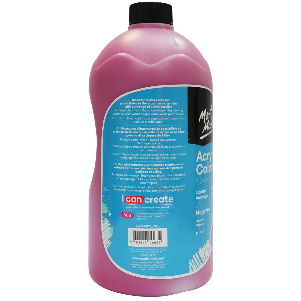 Mont Marte Acrylic Colour Signature 1L 33 8 Us Fl Oz Bottle Magenta