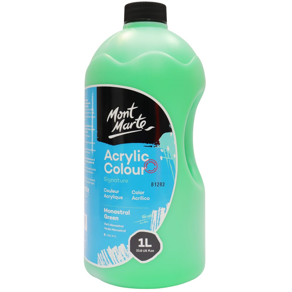 Mont Marte Acrylic Colour Signature 1L 33 8 Us Fl Oz Bottle Monastral Green