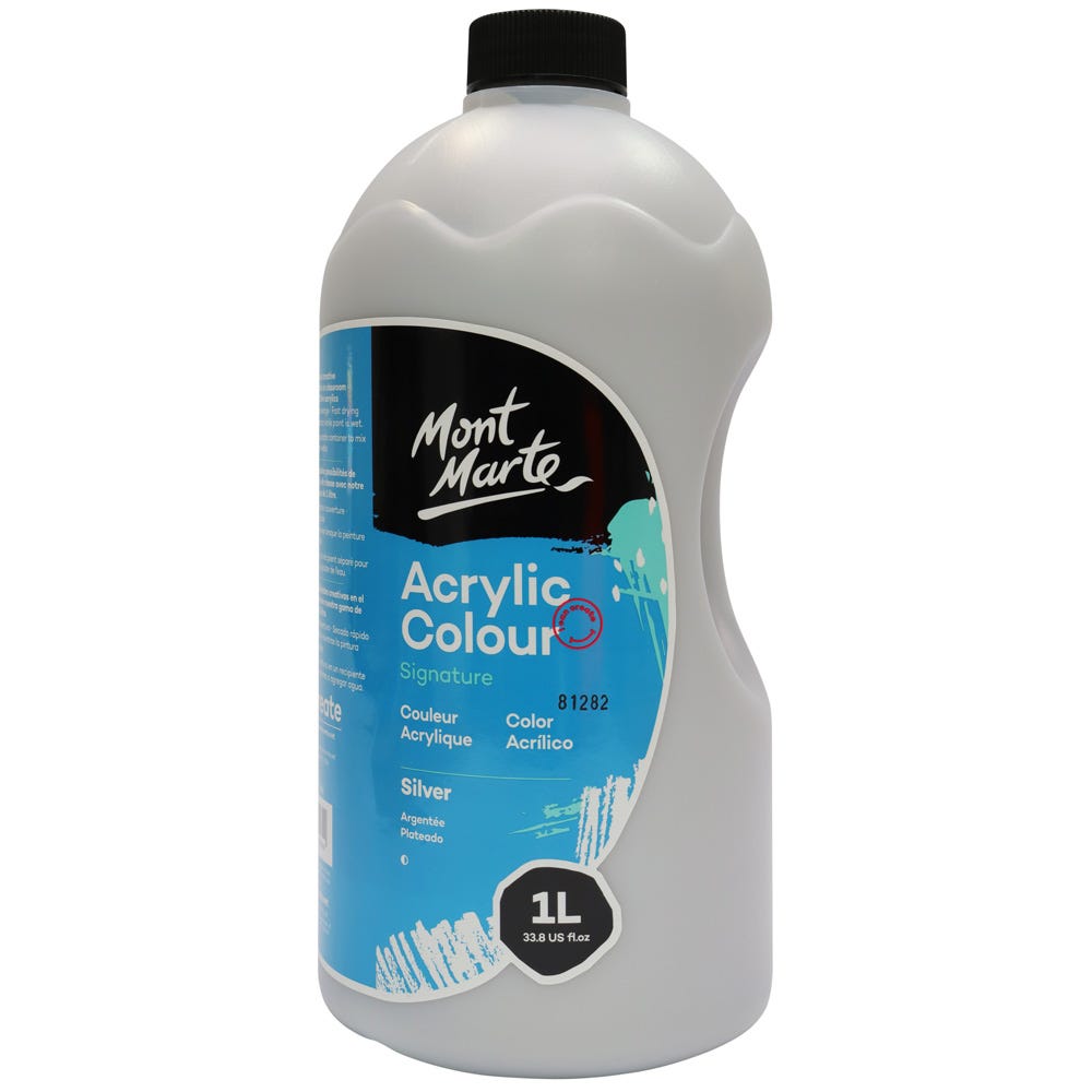 Mont Marte Acrylic Colour Signature 1L 33 8 Us Fl Oz Bottle Silver