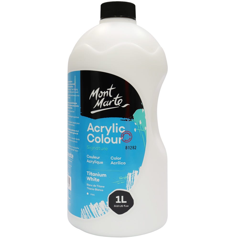 Mont Marte Acrylic Colour Signature 1L 33 8 Us Fl Oz Bottle Titanium White