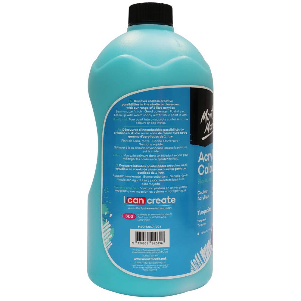 Mont Marte Acrylic Colour Signature 1L 33 8 Us Fl Oz Bottle Turquoise