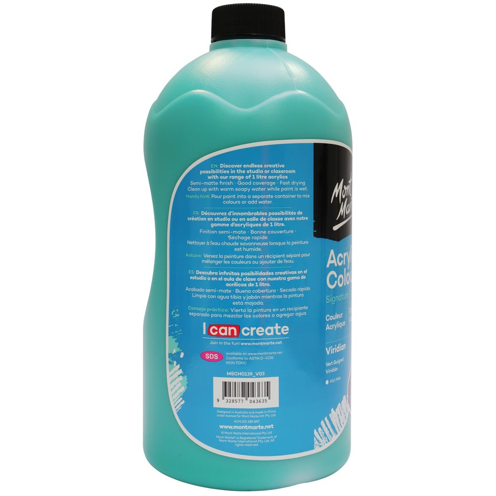 Mont Marte Acrylic Colour Signature 1L 33 8 Us Fl Oz Bottle Viridian
