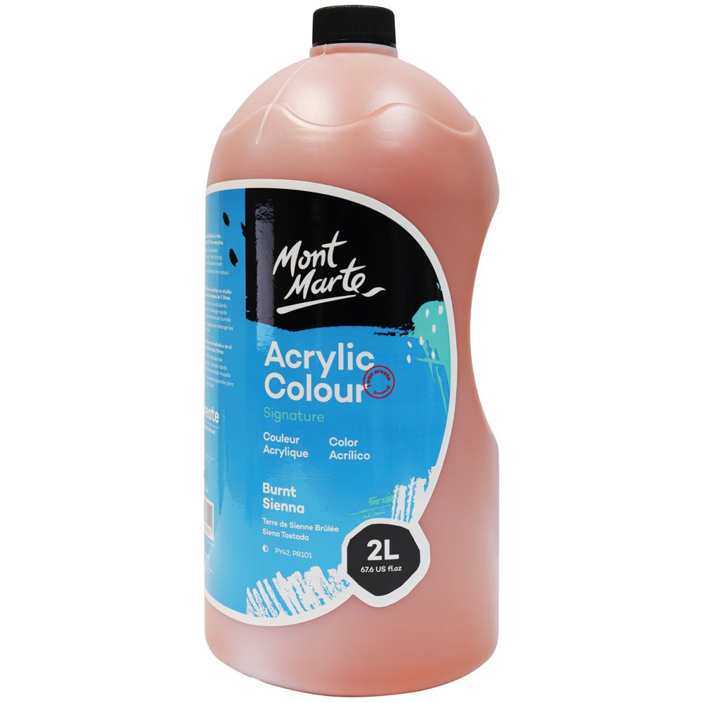 Mont Marte Acrylic Colour Paint Signature 2L 67 6 Us Fl Oz Bottle Burnt Sienna