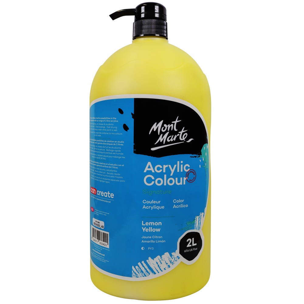Mont Marte Acrylic Colour Paint Signature 2L – Lemon Yellow