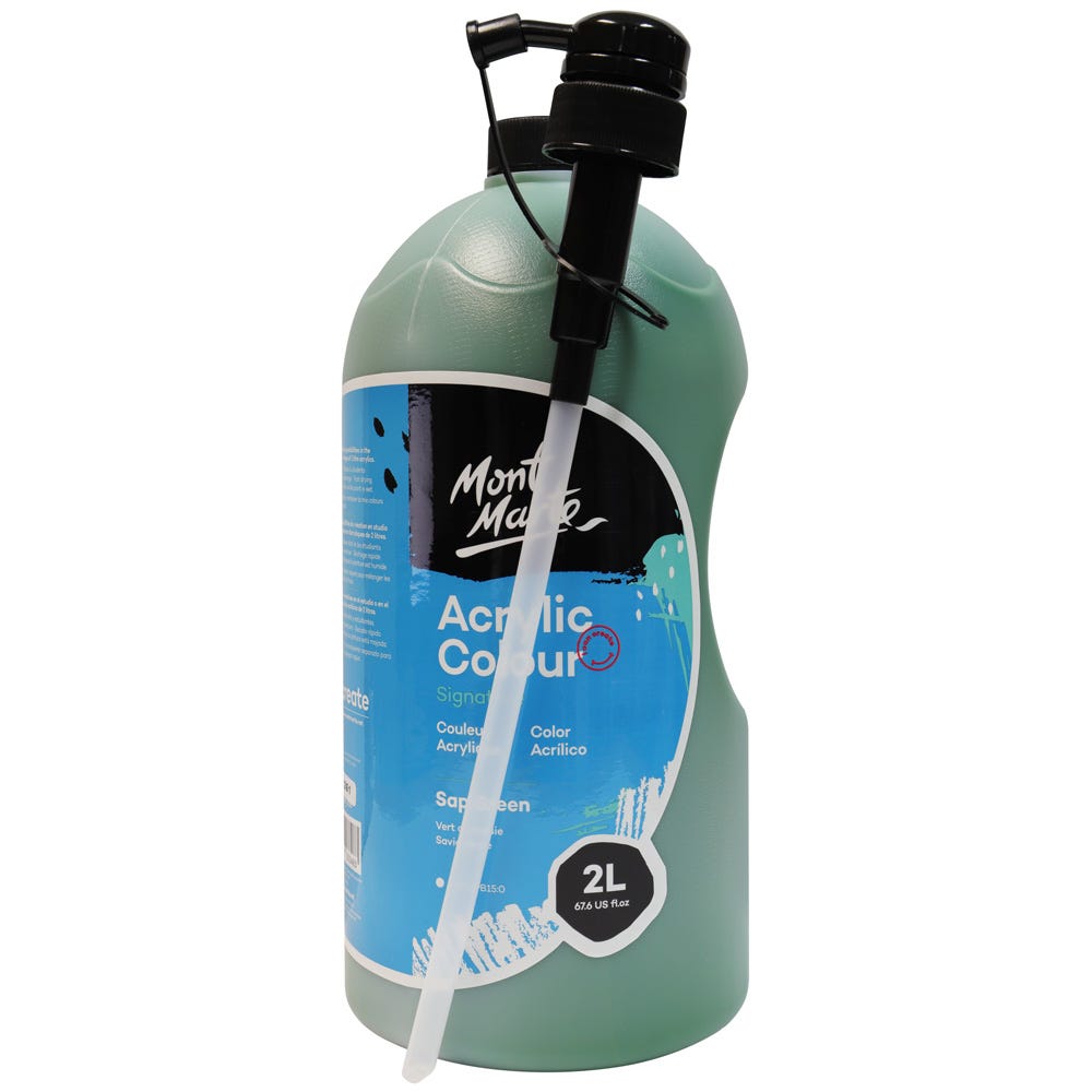 Mont Marte Acrylic Colour Paint Signature 2L 67 6 Us Fl Oz Bottle Sap Green