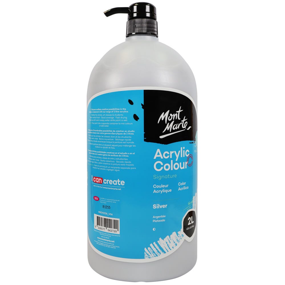 Mont Marte Acrylic Colour Paint Signature 2L – Silver
