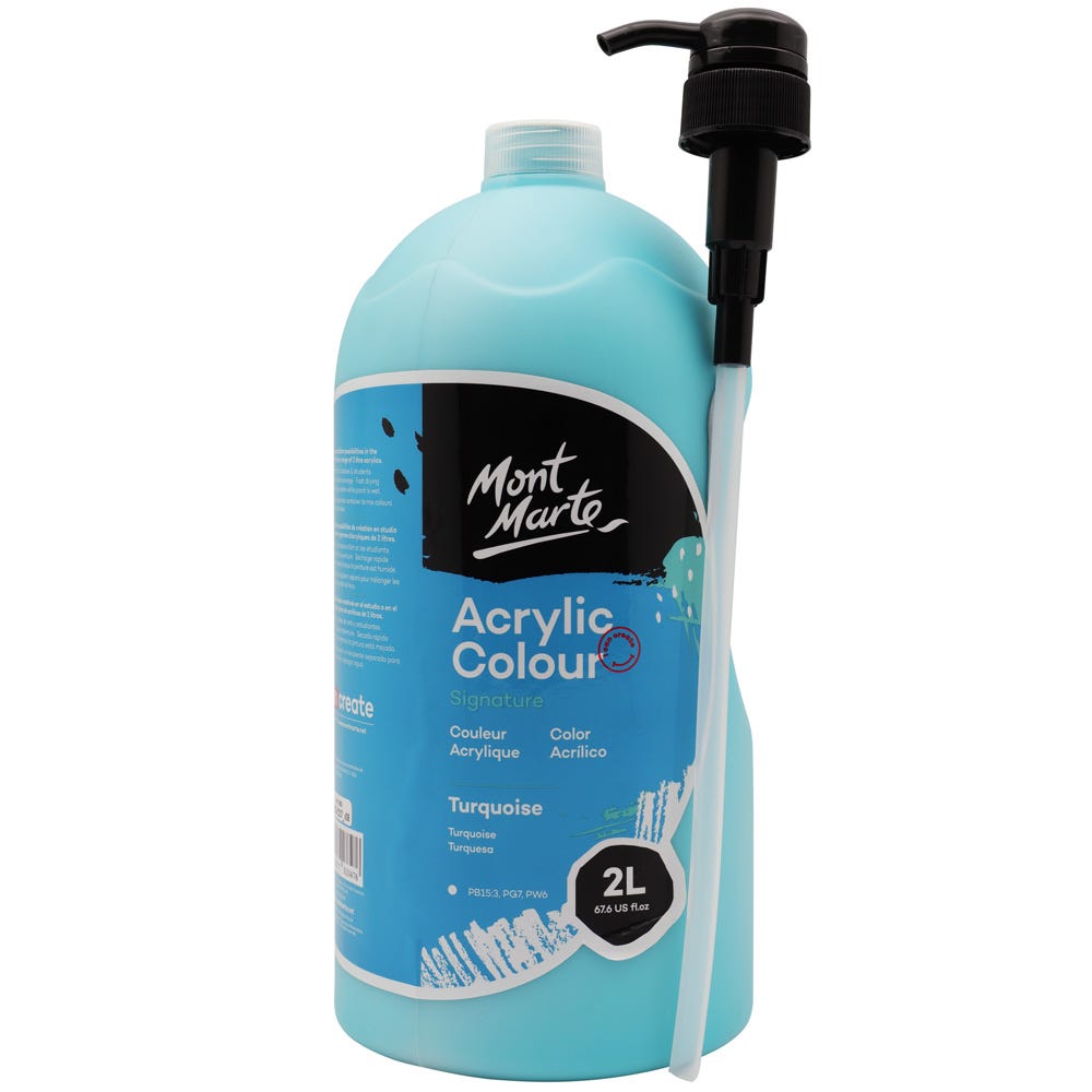 Mont Marte Acrylic Colour Paint Signature 2L 67 6 Us Fl Oz Bottle Turquoise