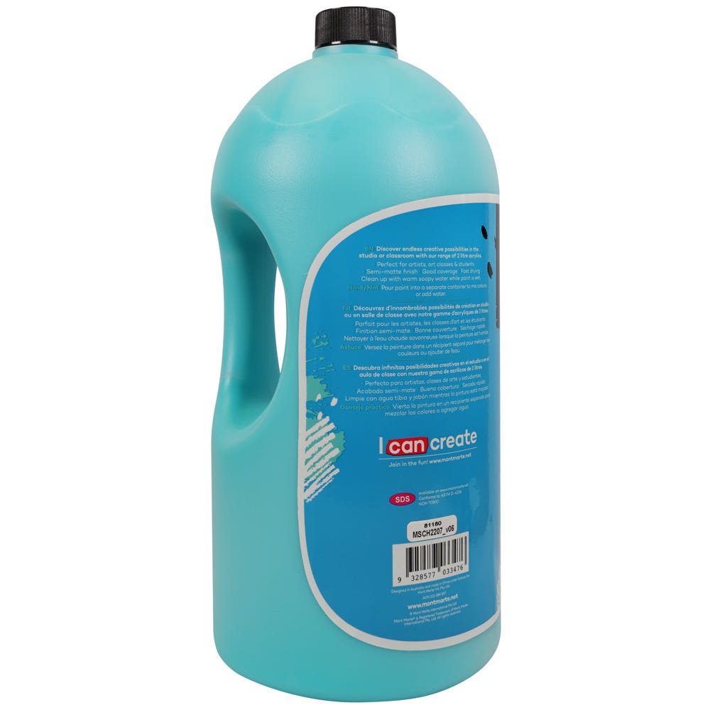 Mont Marte Acrylic Colour Paint Signature 2L 67 6 Us Fl Oz Bottle Turquoise