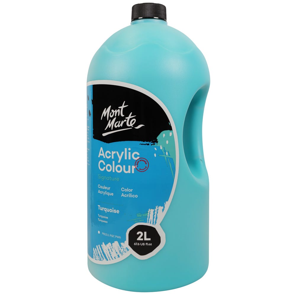 Mont Marte Acrylic Colour Paint Signature 2L 67 6 Us Fl Oz Bottle Turquoise