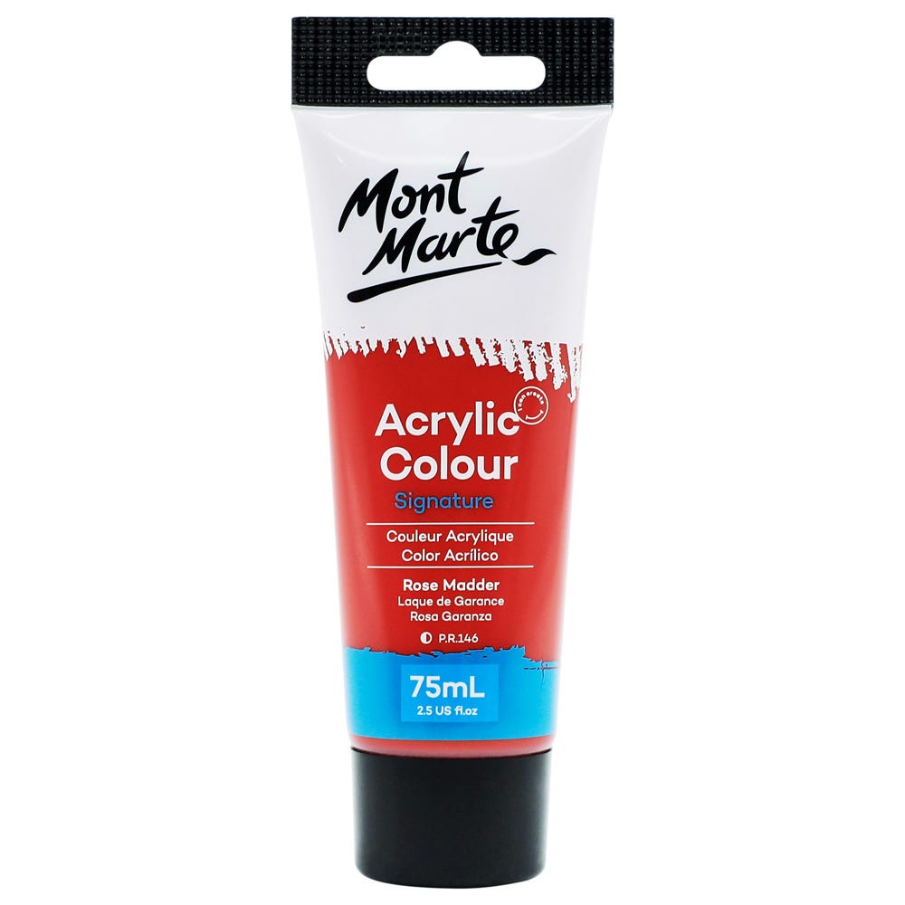 Mont Marte Acrylic Colour Paint Signature 75Ml (2.5 Us Fl.Oz) Tube - Rose Madder