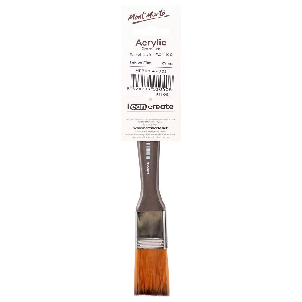 Mont Marte Artist Acrylic Brush Premium Taklon Flat Wide 25Mm