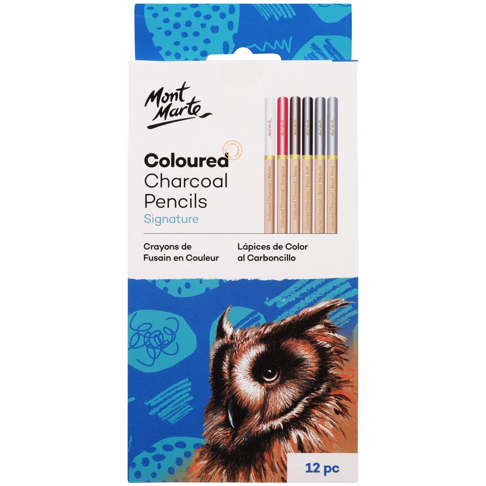 Mont Marte Coloured Charcoal Pencils Signature 12Pc