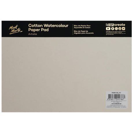 Mont Marte Cotton Watercolour Paper Artiste 200Gsm A4 11 7 X 8 3In 10 Sheets