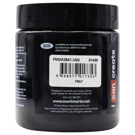 Mont Marte Dimension Acrylic Premium 250Ml 8 5 Us Fl Oz Lamp Black
