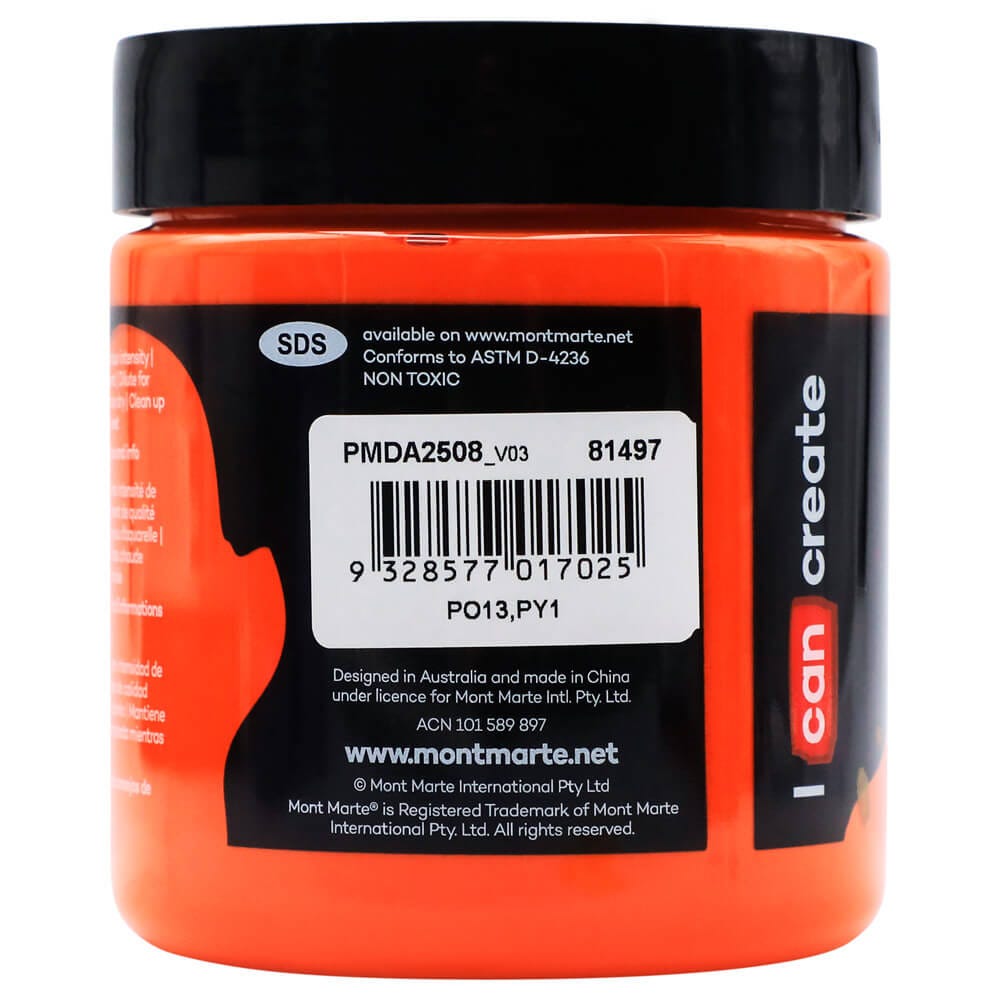 Mont Marte Dimension Acrylic Premium 250Ml 8 5 Us Fl Oz Orange