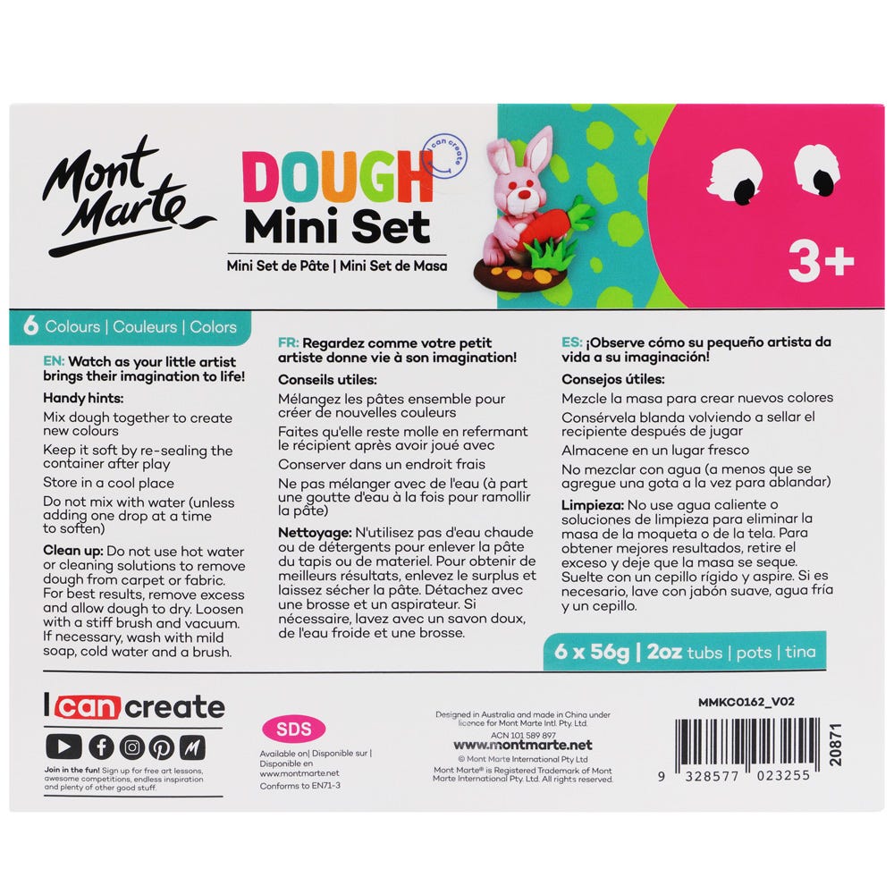Mont Marte Dough Mini Set 6Pc X 56G 2Oz