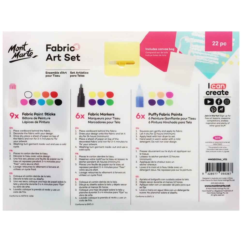 Mont Marte Fabric Art Set Signature 22Pc