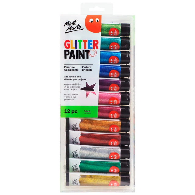 Mont Marte Glitter Paint 12Pc X 36ml
