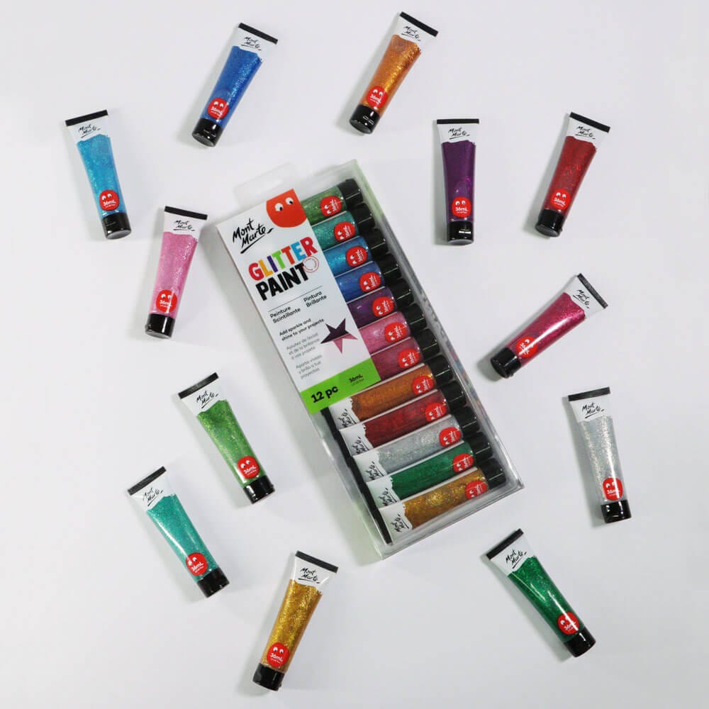 Mont Marte Glitter Paint 12Pc X 36Ml 1 2 Us Fl Oz