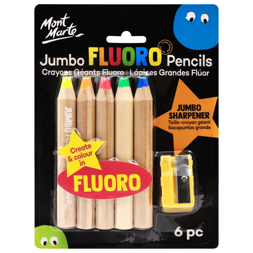 Mont Marte Jumbo Fluoro Pencils 6Pc