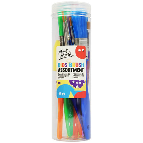 Mont Marte Kids Cylinder Brush Assortment 15Pc