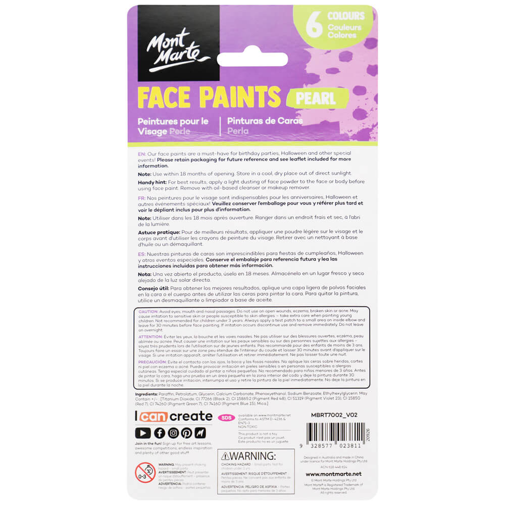 Mont Marte Kids Face Painting Set Pearl