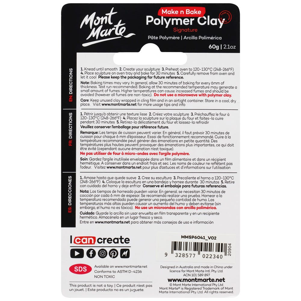 Mont Marte Make N Bake Polymer Clay Signature 60G 2 1Oz Cerise