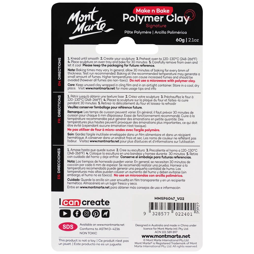 Mont Marte Make N Bake Polymer Clay Signature 60G 2 1Oz Crimson