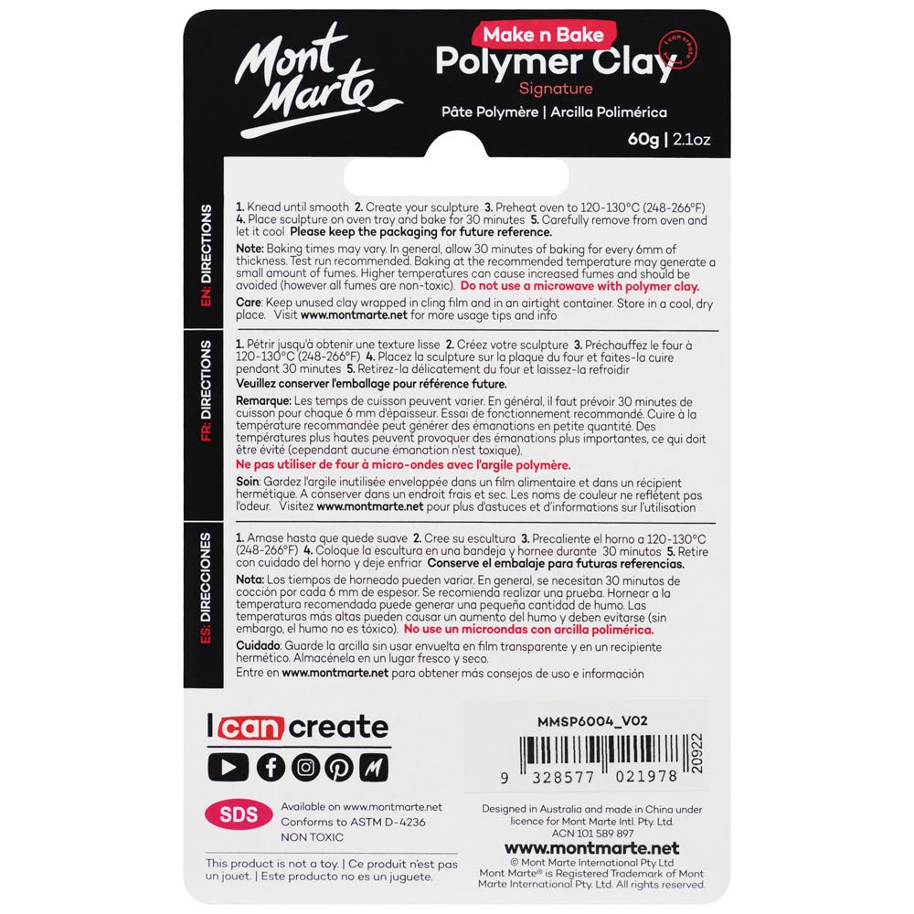 Mont Marte Make N Bake Polymer Clay Signature 60G 2 1Oz Dark Grey