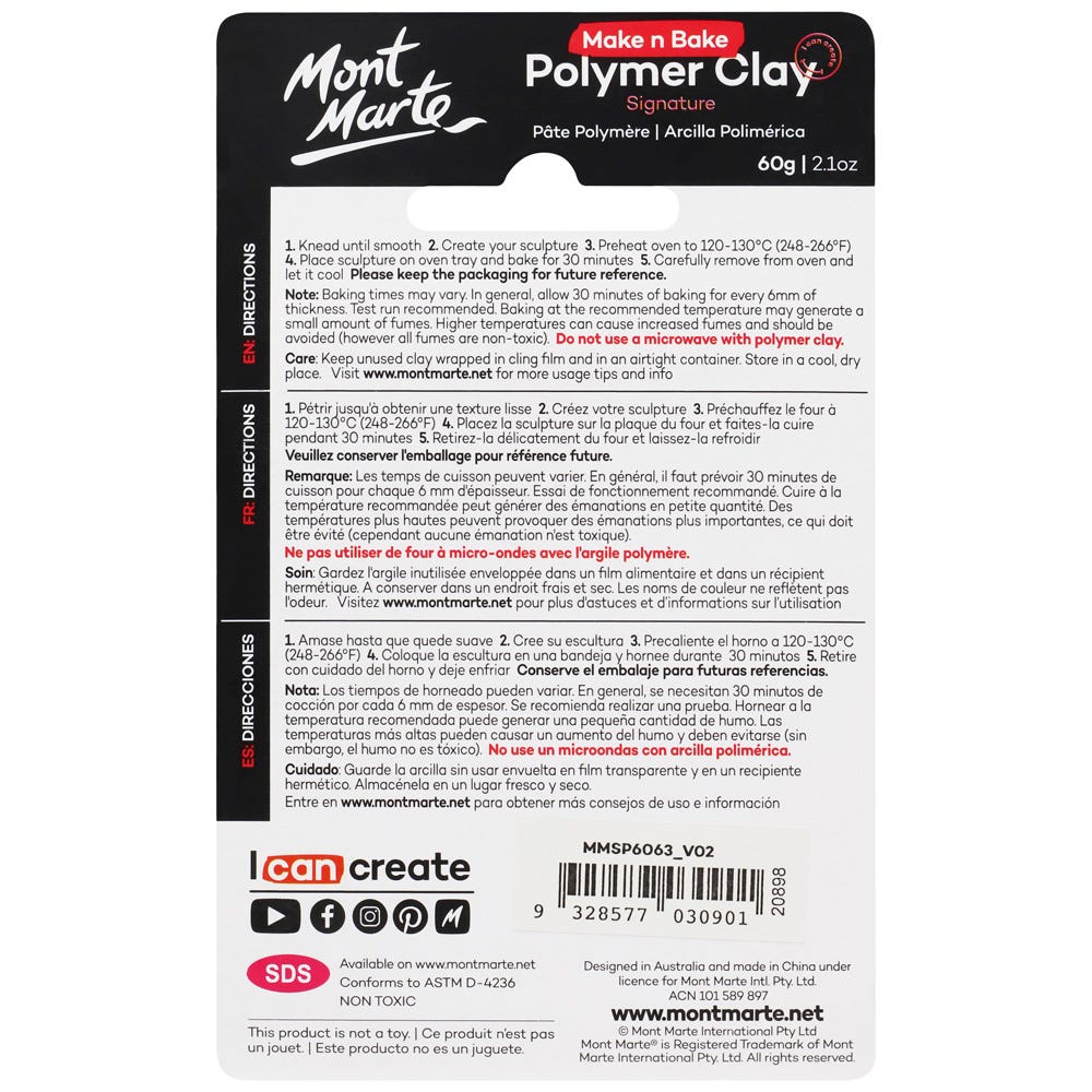 Mont Marte Make N Bake Polymer Clay Signature 60G 2 1Oz Metallic Blue