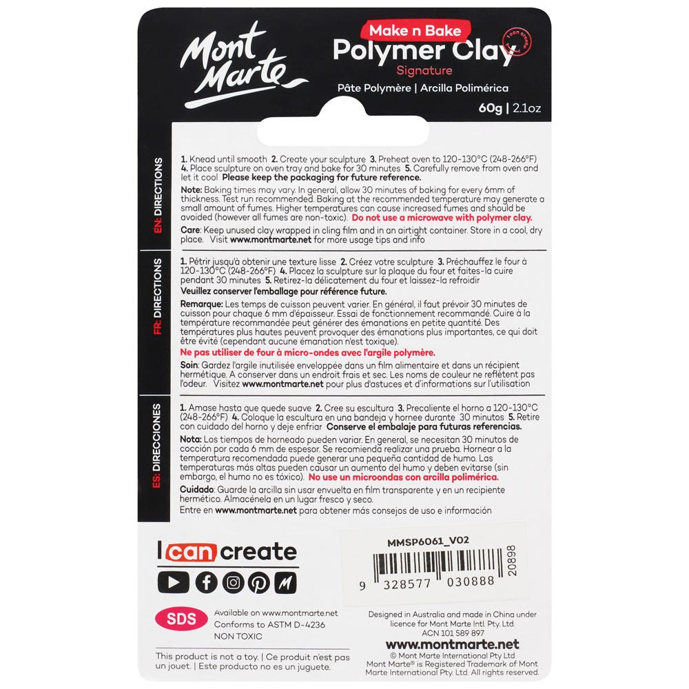 Mont Marte Make N Bake Polymer Clay Signature 60G 2 1Oz Metallic Pink