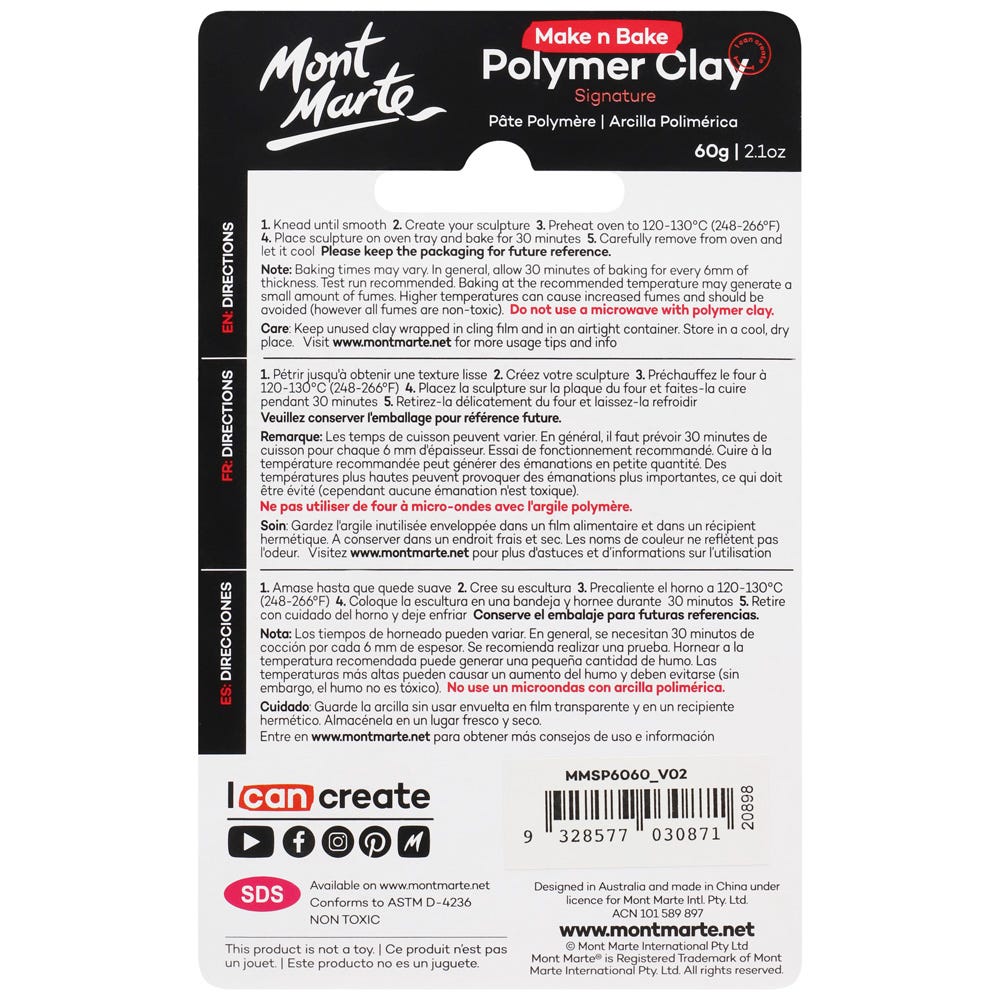 Mont Marte Make N Bake Polymer Clay Signature 60G 2 1Oz Metallic Red
