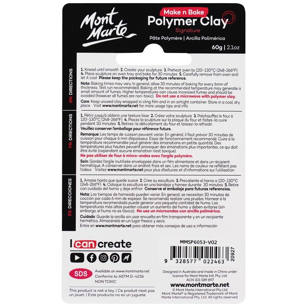 Mont Marte Make N Bake Polymer Clay Signature 60G 2 1Oz Orange