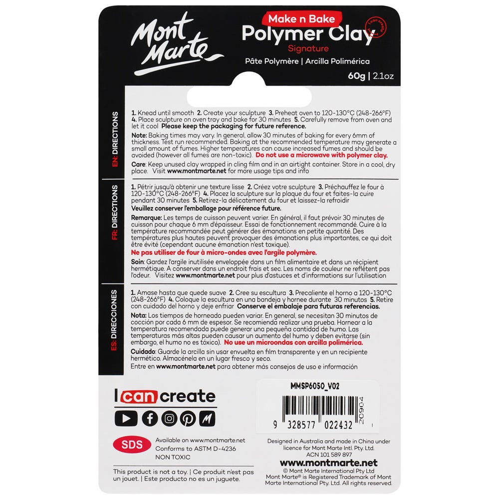 Mont Marte Make N Bake Polymer Clay Signature 60G 2 1Oz Scarlet
