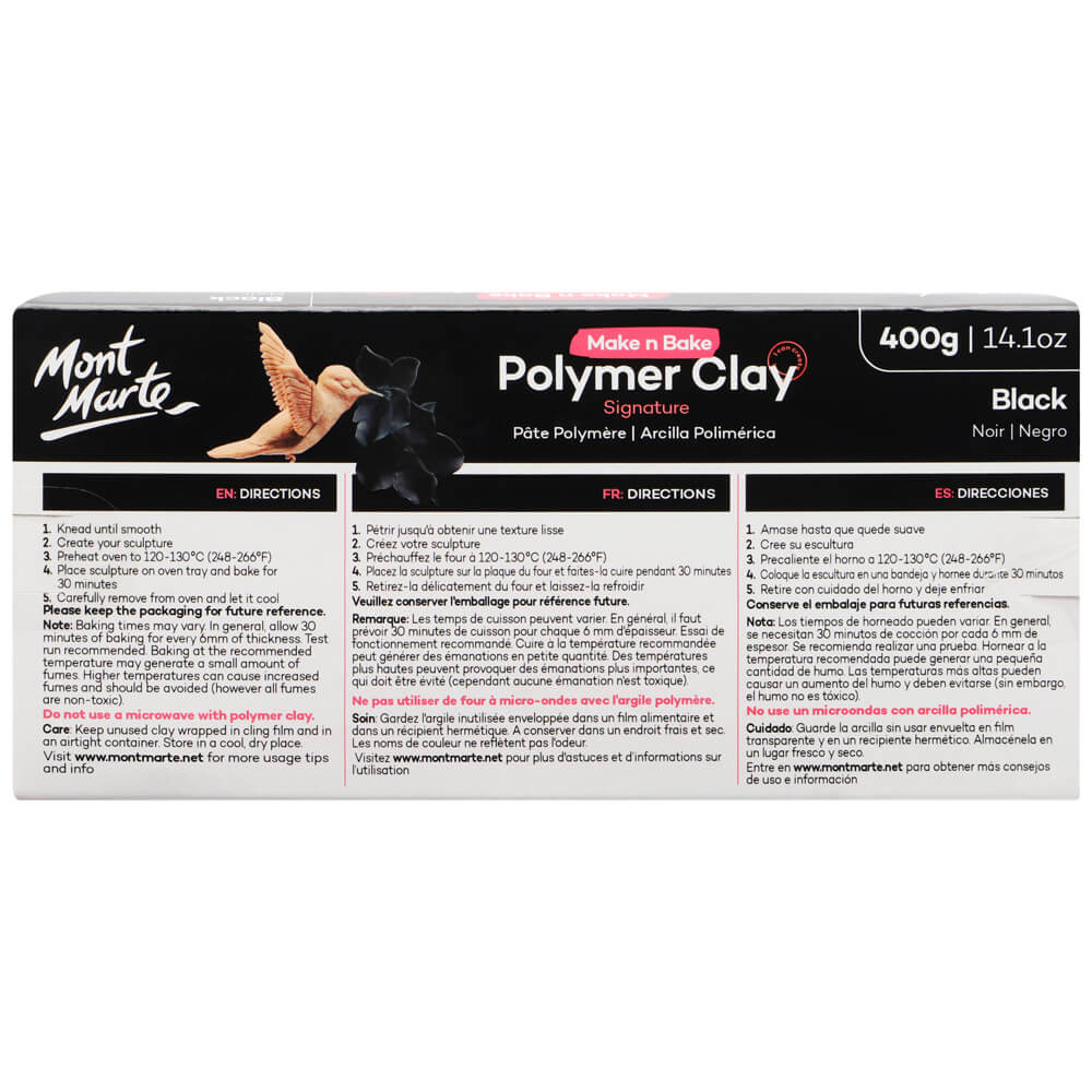 Mont Marte Make N Bake Polymer Clay Signature 400G 14 1Oz Black
